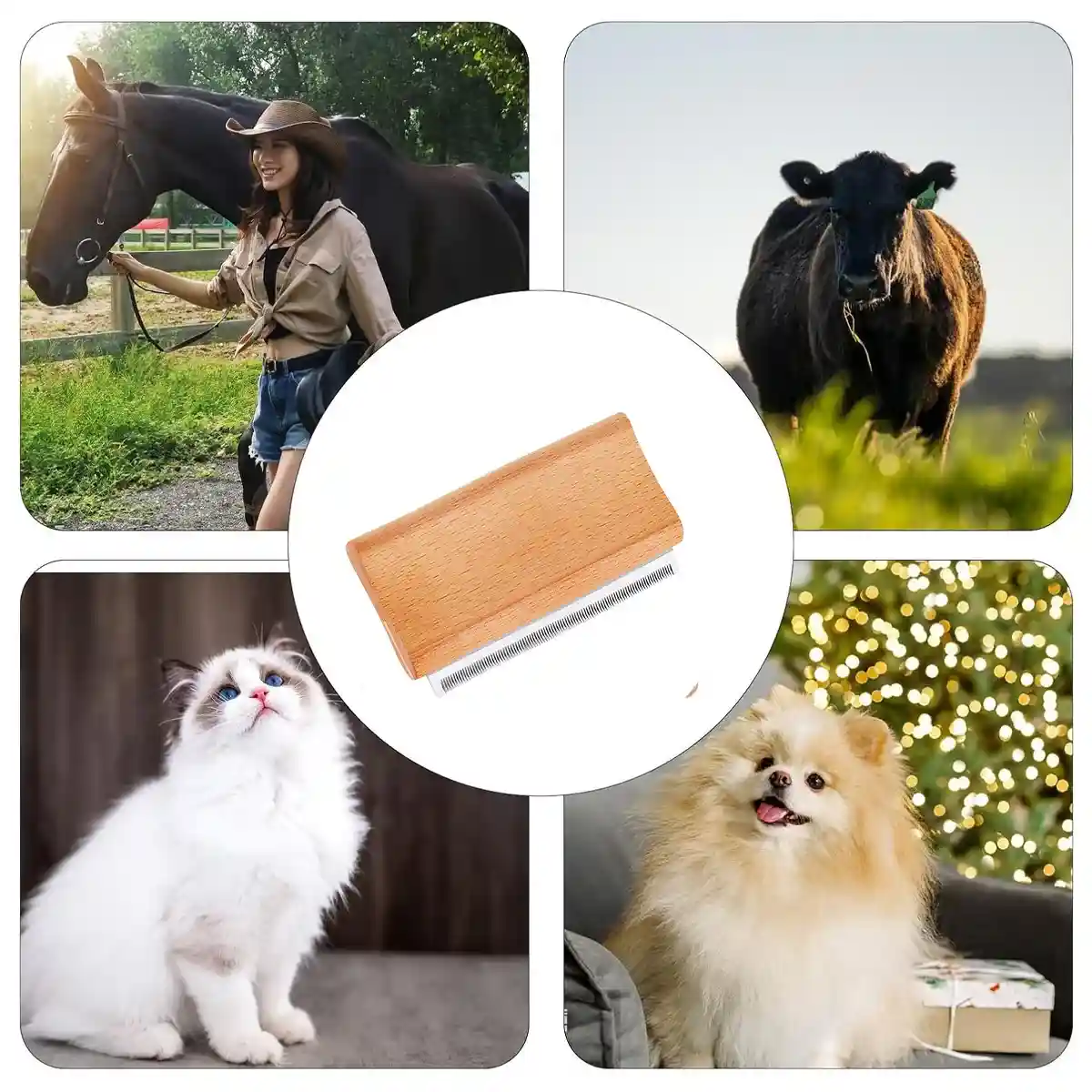 Pet Hair Removal Comb With Wooden Handle - Image 9