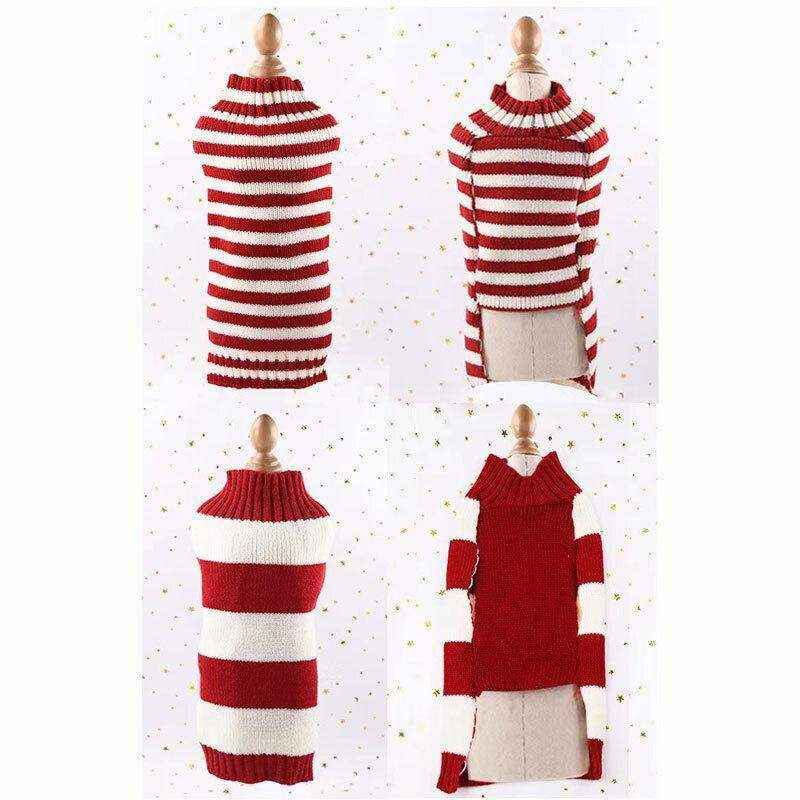 Pet Jumper Sweater Knitwear Red Pinstripes - Image 6