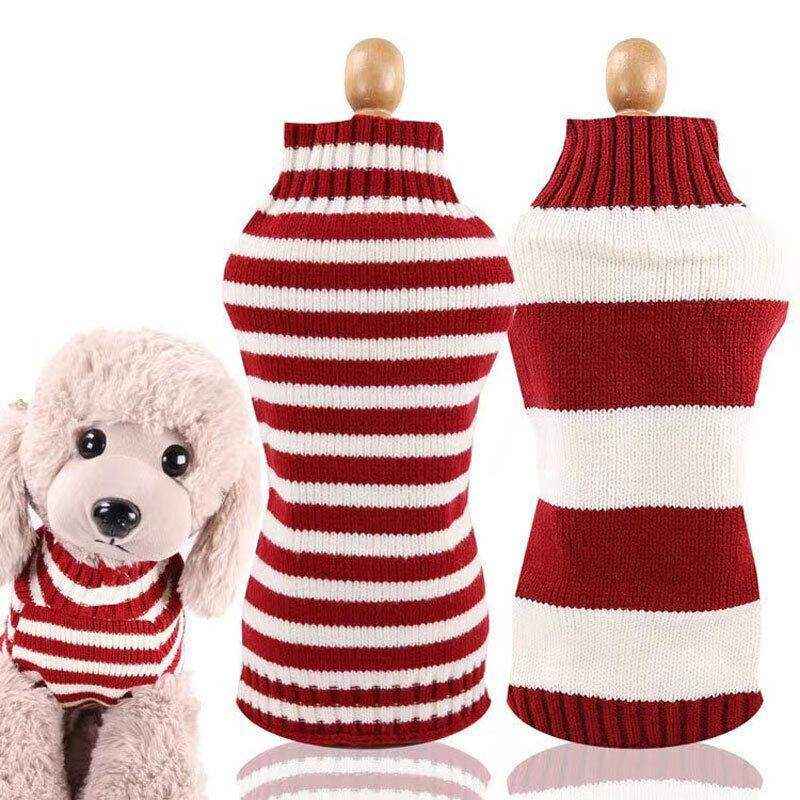 Pet Jumper Sweater Knitwear Red Pinstripes - Image 8