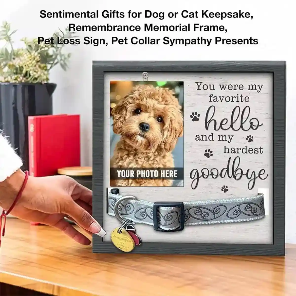 Wooden Pet Memorial Frame with Collar Holder and Photo Display - Image 5