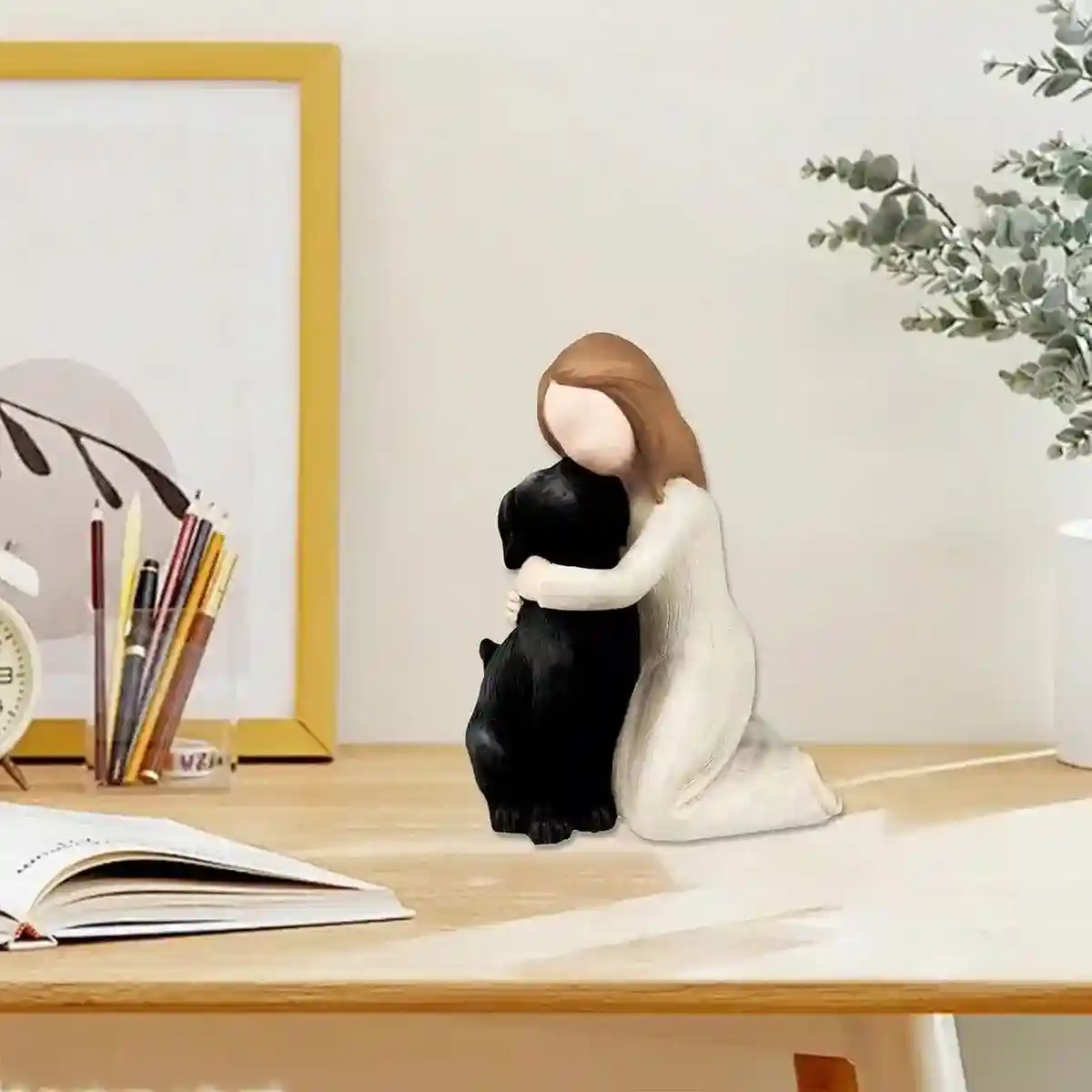 Heartwarming Pet Memorial Statue Girl Hugging Dog Figurine for Home Décor - Image 7
