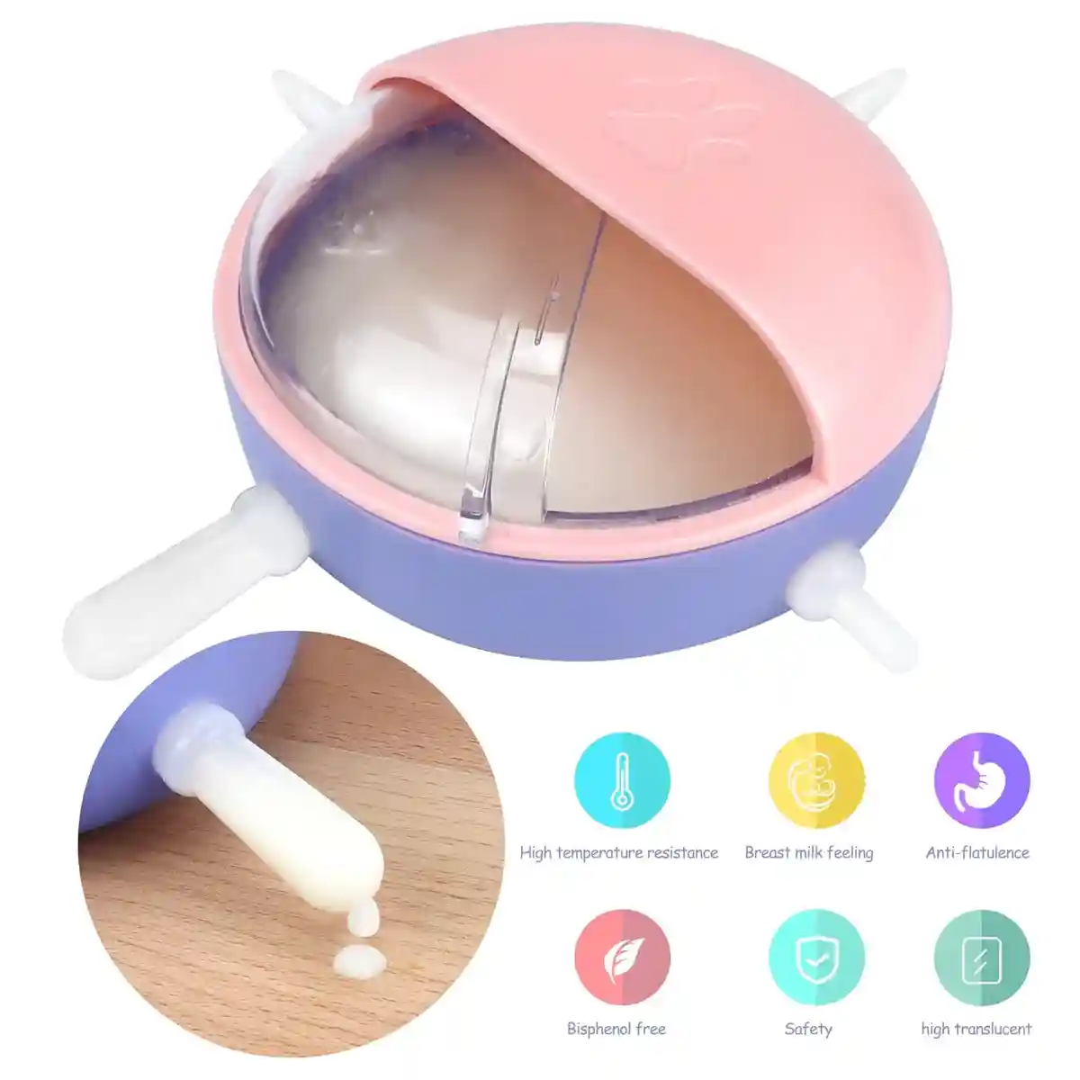 Newborn Pet Milk Feeder Bowl with 5 Silicone Nipples for Kittens & Pups - Image 12