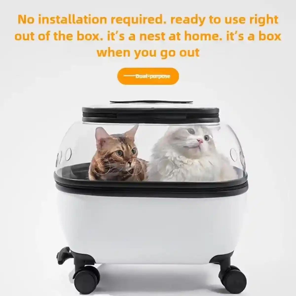 Pet Trolley with Skylight Design Convenient Travel Carrier for Cats and Small Pets - Image 5