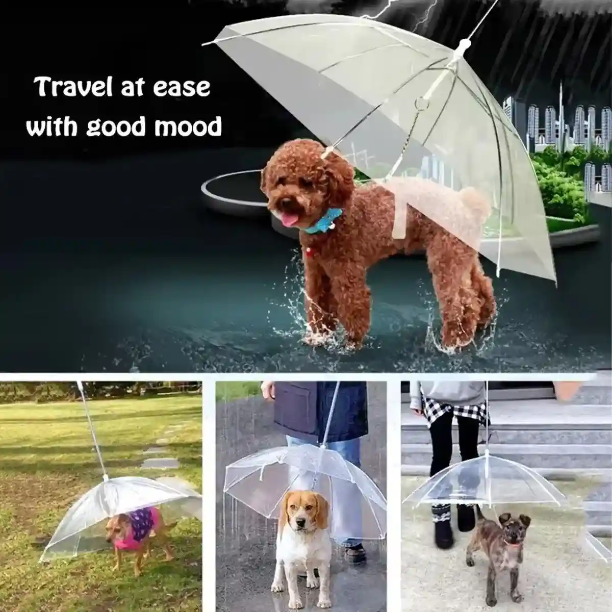 Pet Umbrella with Leash Attachment Keep Your Dog Dry in Style - Image 12