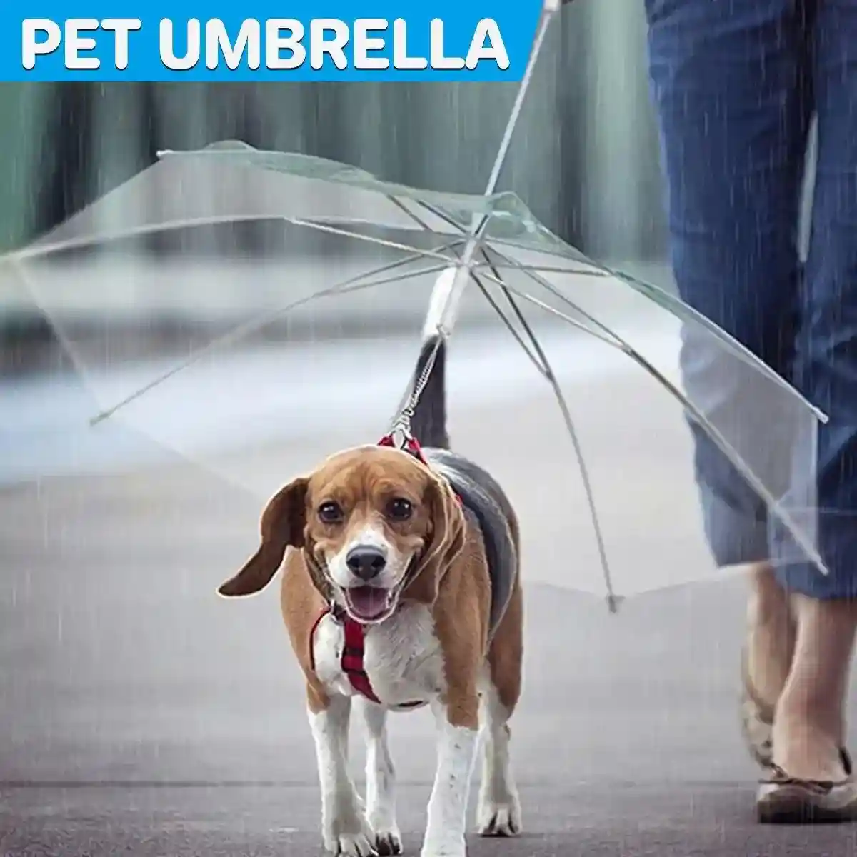 Pet Umbrella with Leash Attachment Keep Your Dog Dry in Style - Image 2