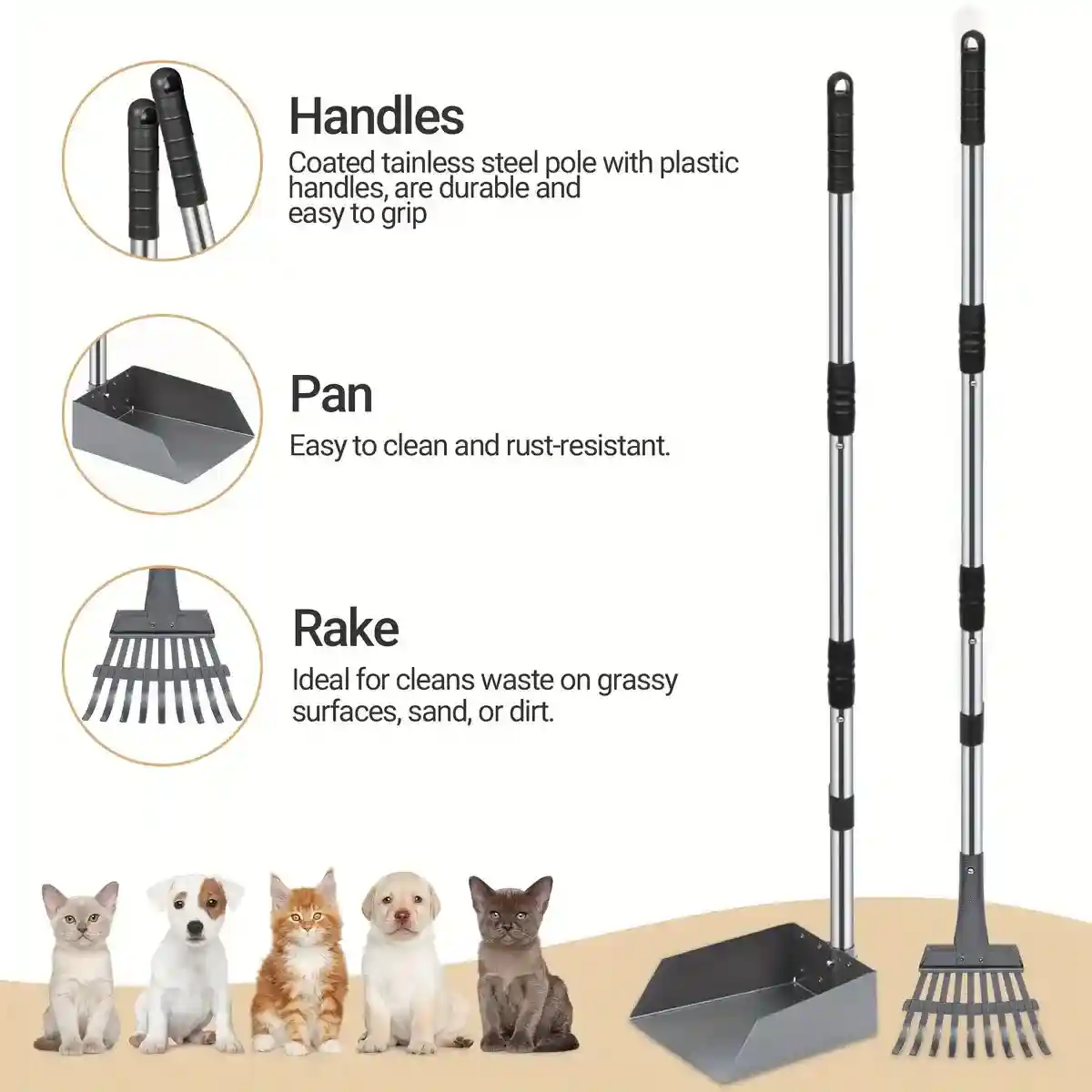 Long Handle Pet Waste Scooper Set for Dogs and Cats - Image 2