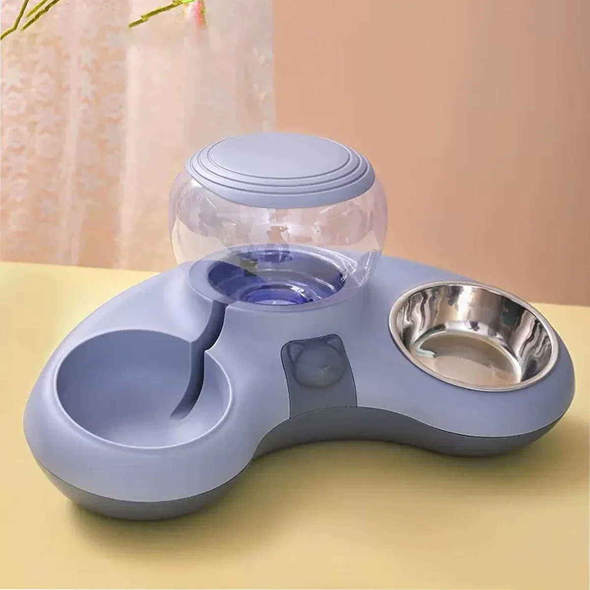 Pet Water Food Bowl With 1.4L Removable Tank Leak Proof Auto Gravity Feeder - Image 11