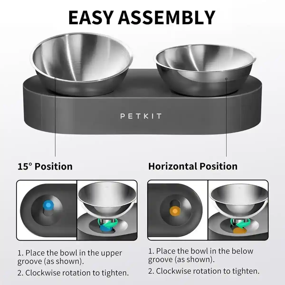 PETKIT 15° Adjustable Double Pet Bowl Stainless Steel Raised Feeder - Image 12