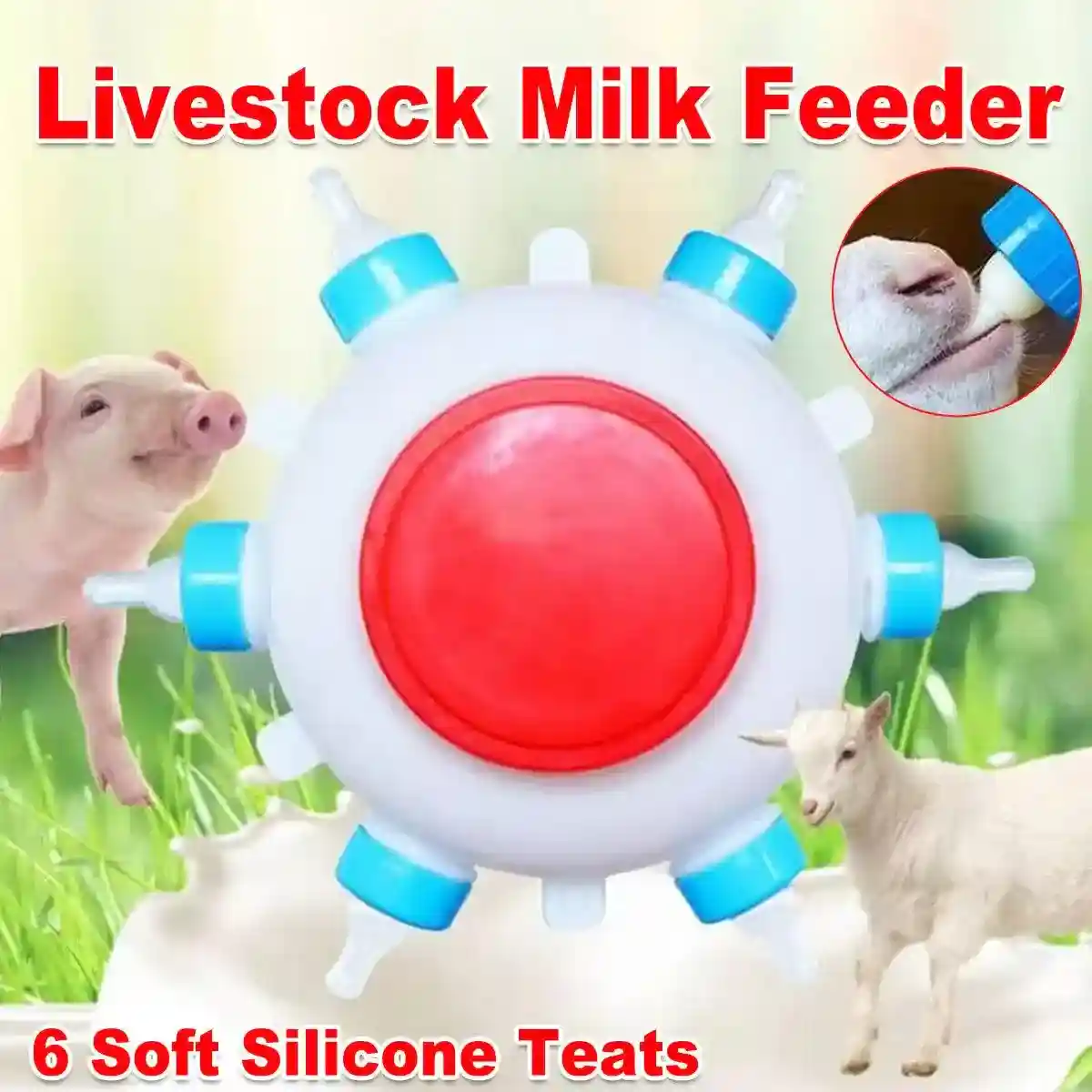 Piglet Milk Feeder 2.5L Large Capacity with 6 Soft Silicone Teats - Image 2