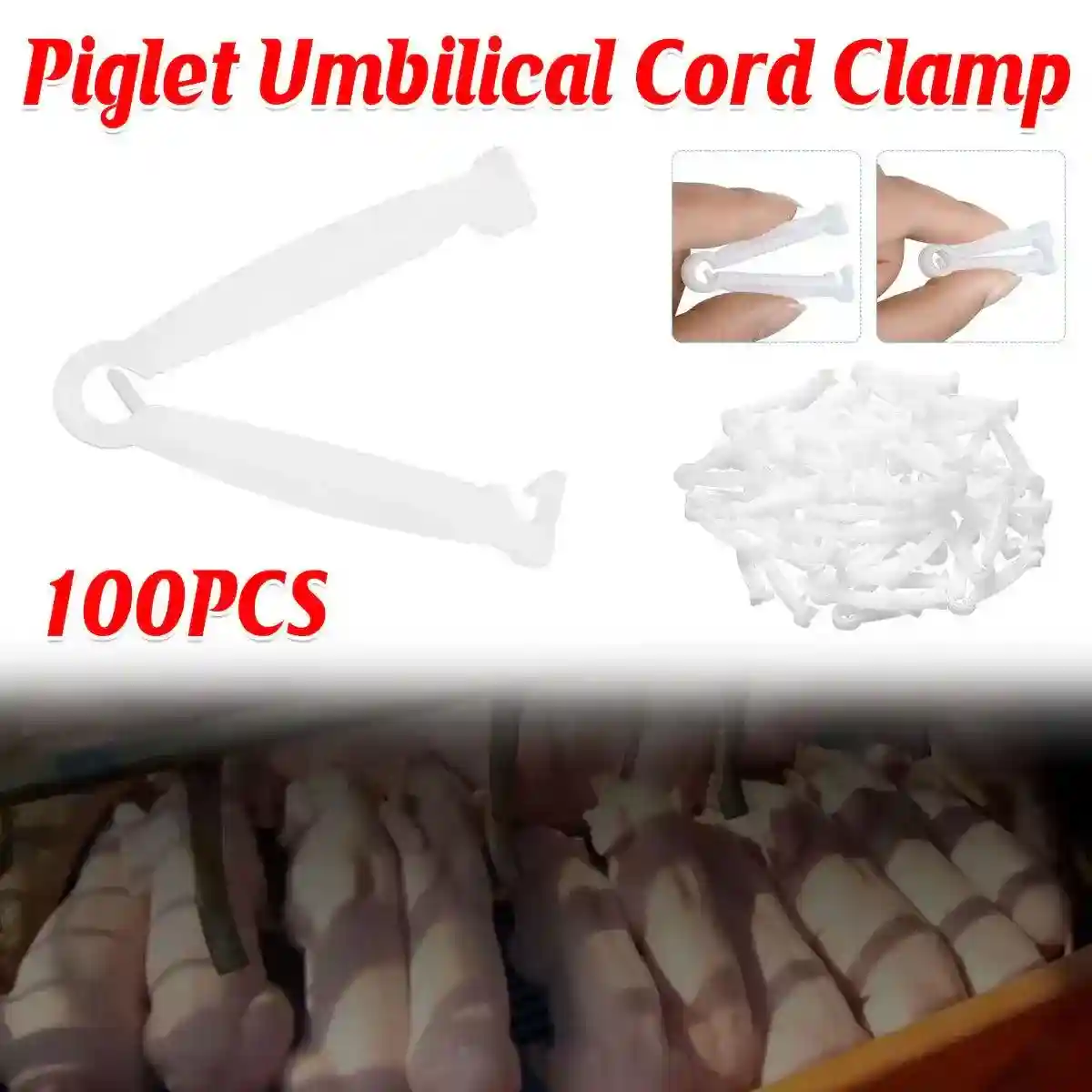 100PCS Piglet Care Umbilical Cord Clamps for Newborn Livestock - Image 2