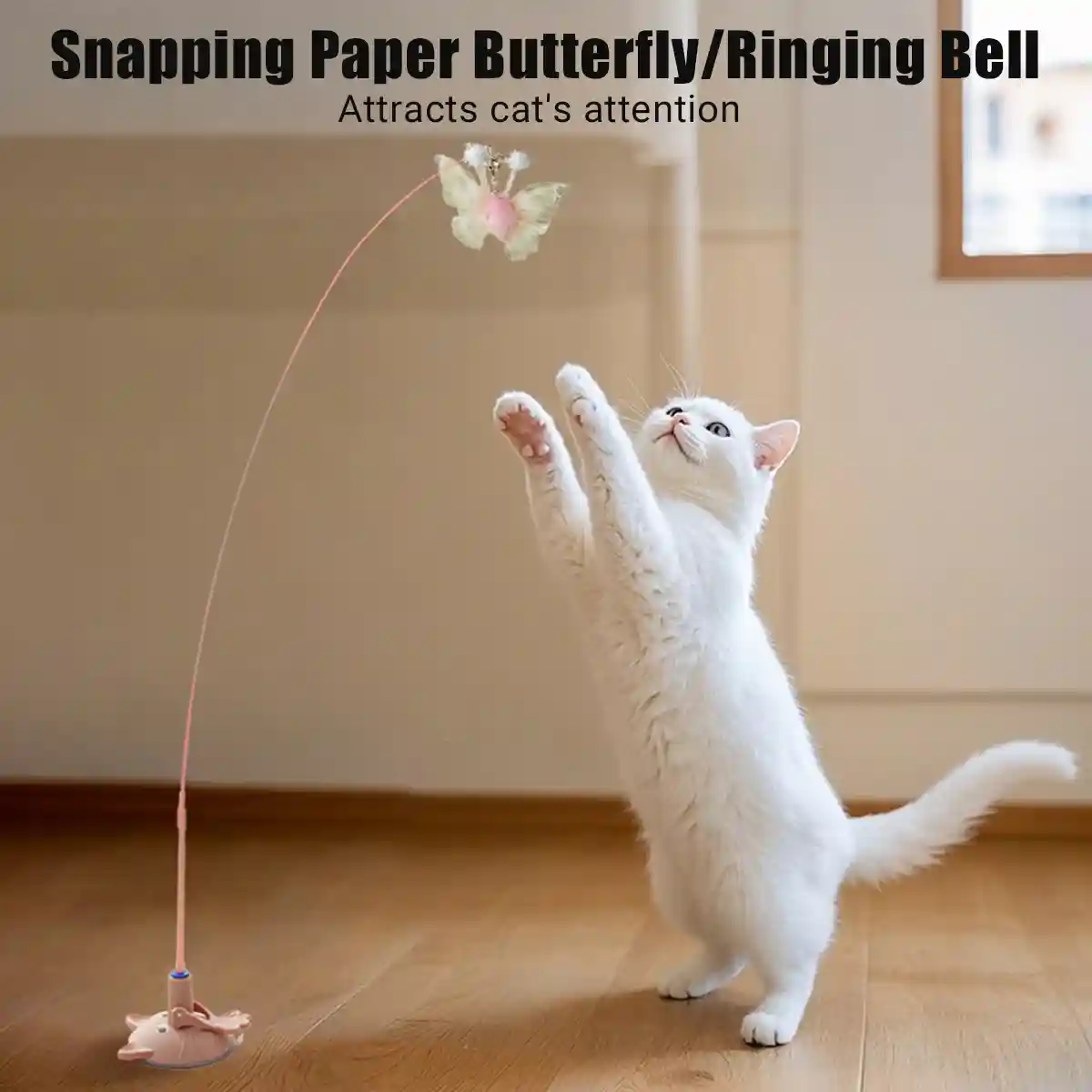 Pink Butterfly Cat Teaser Toy With Suction Base - Image 3