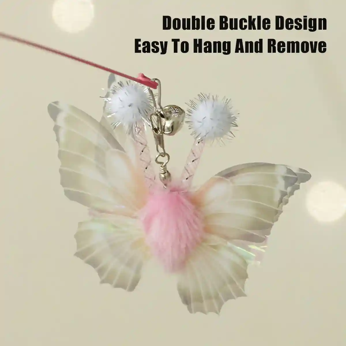 Pink Butterfly Cat Teaser Toy With Suction Base - Image 5