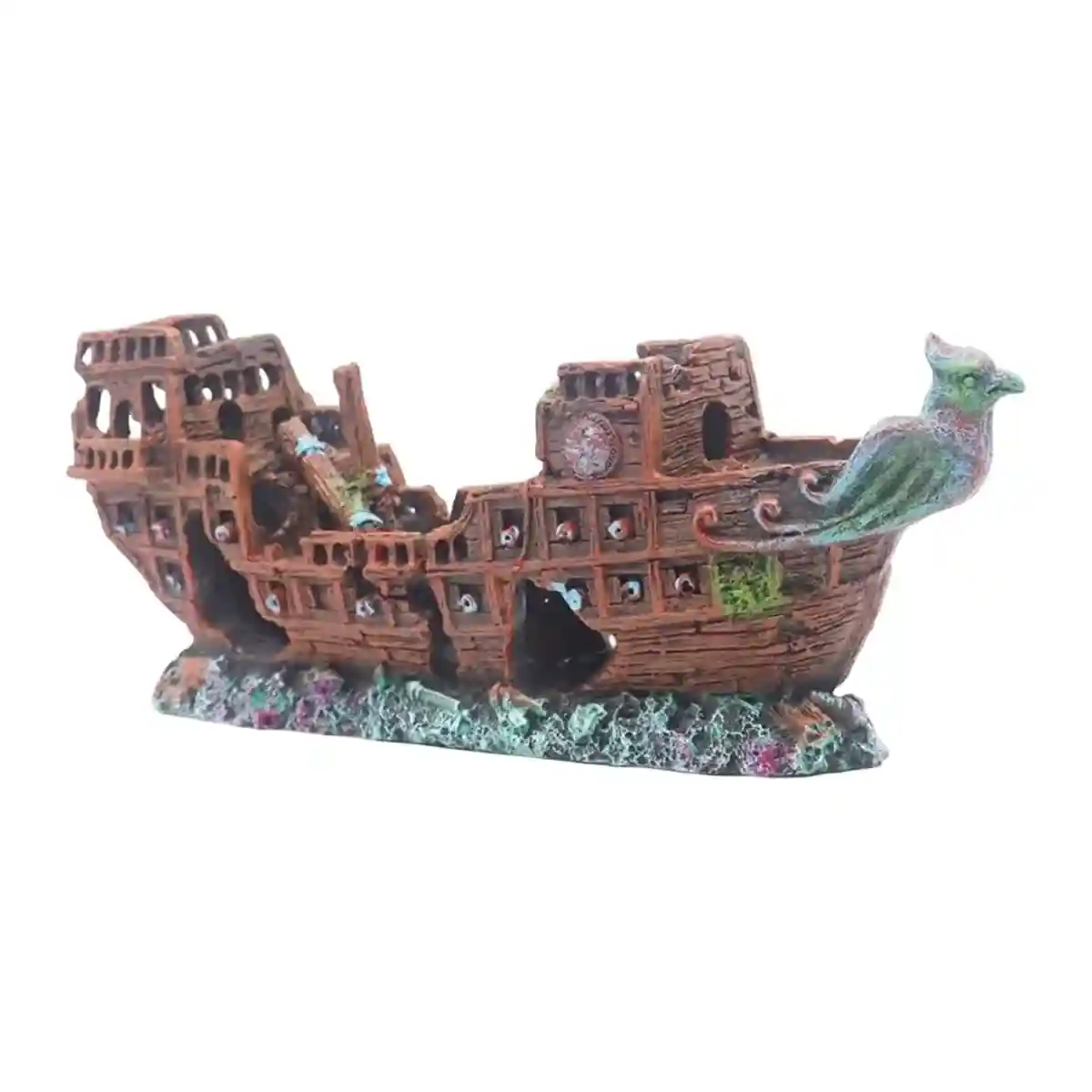 Pirate Ship Aquarium Ornament Resin Shipwreck Fish Tank Decor - Image 2