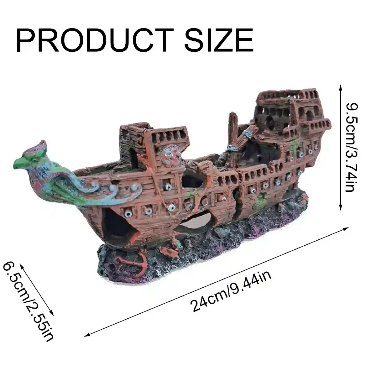 Pirate Ship Aquarium Ornament Resin Shipwreck Fish Tank Decor - Image 6