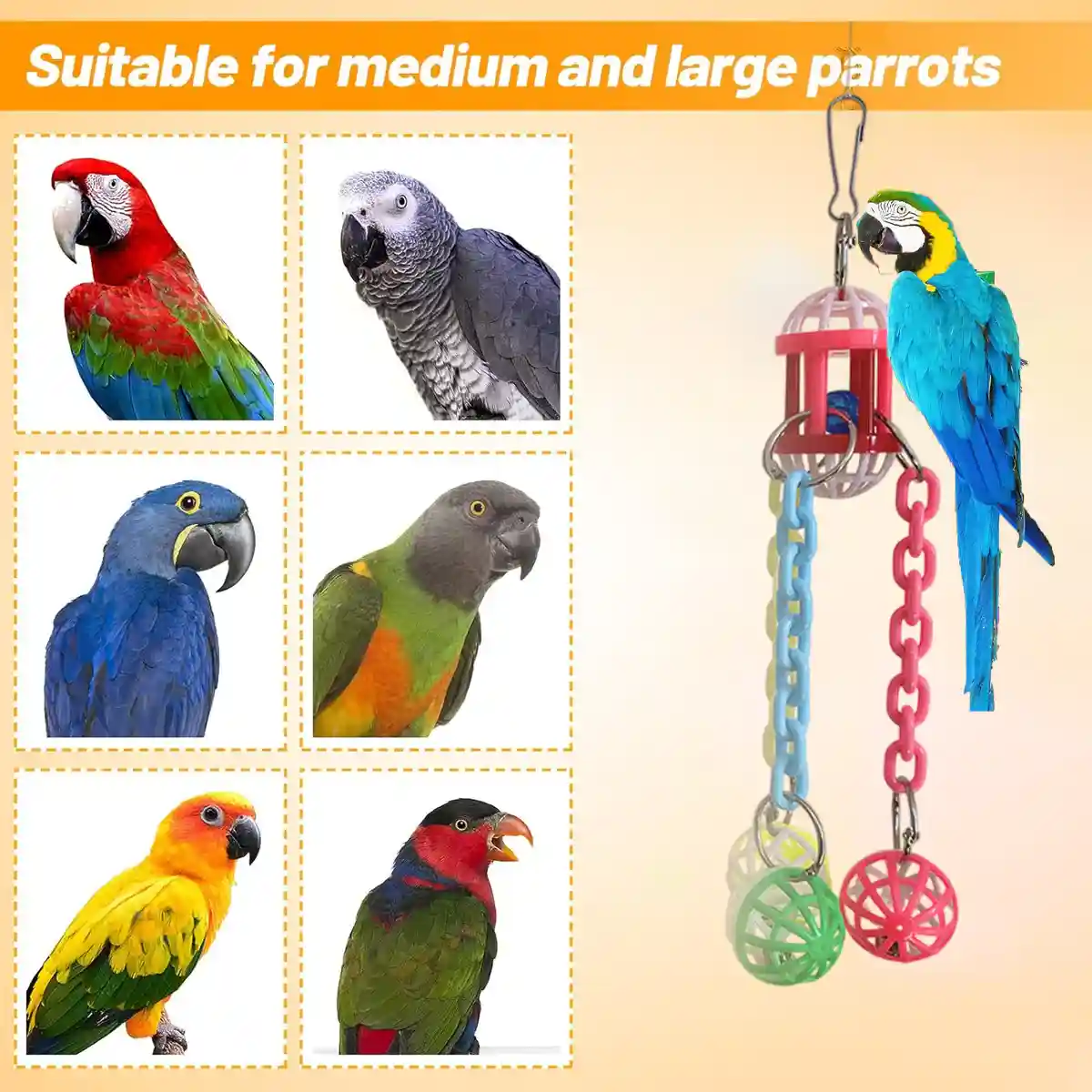 Plastic Parrot Toy Colourful Hanging Chew And Puzzle Ball For Birds - Image 10