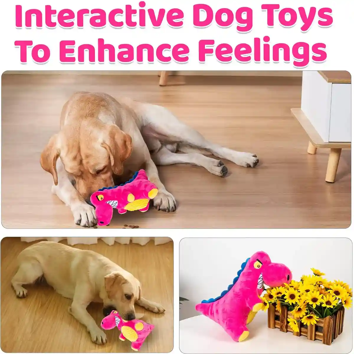 Plush Dinosaur Dog Chew Toy With Squeaker For All Sizes - Image 6