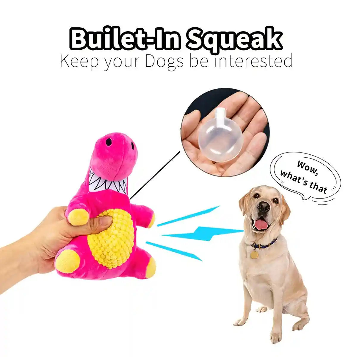 Plush Dinosaur Dog Chew Toy With Squeaker For All Sizes - Image 8