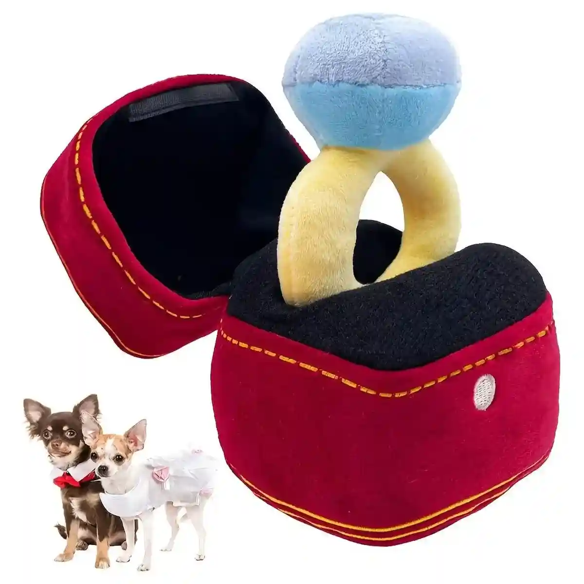 Plush Ring Box Pet Toy Soft & Interactive Chew Toy for Small Dogs & Cats - Image 14