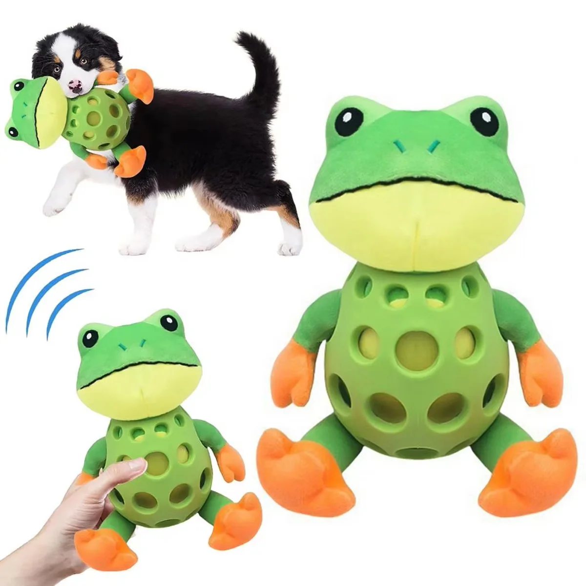 Plush Dog Toy Squeaky Frog Chew Toy - Image 12
