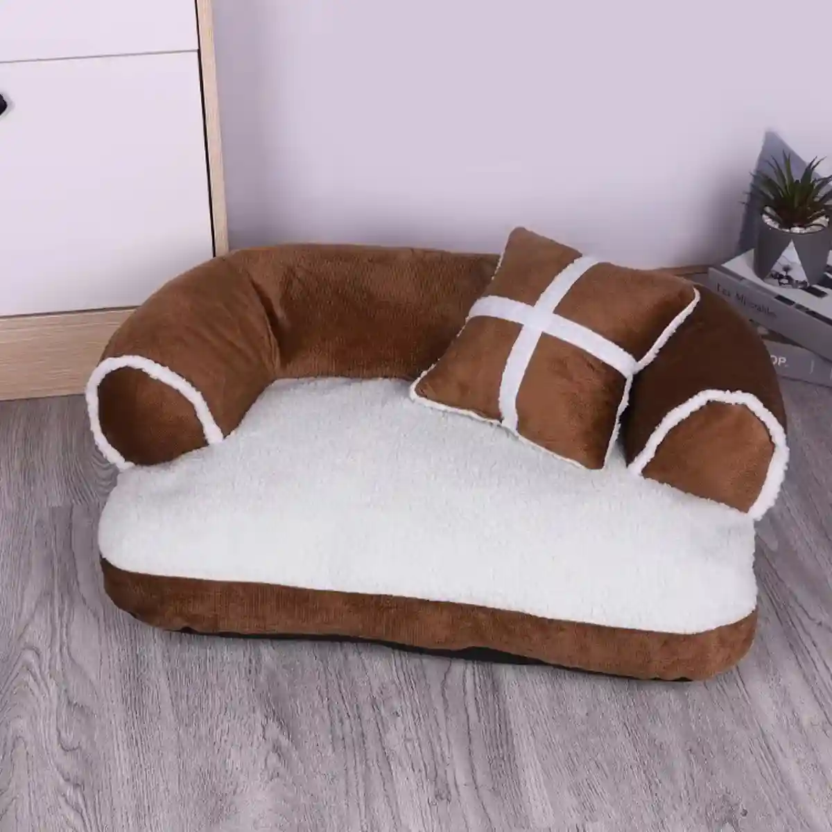 Soft Plush Pet Sofa Bed with Pillow for Cats and Small Dogs - Image 12