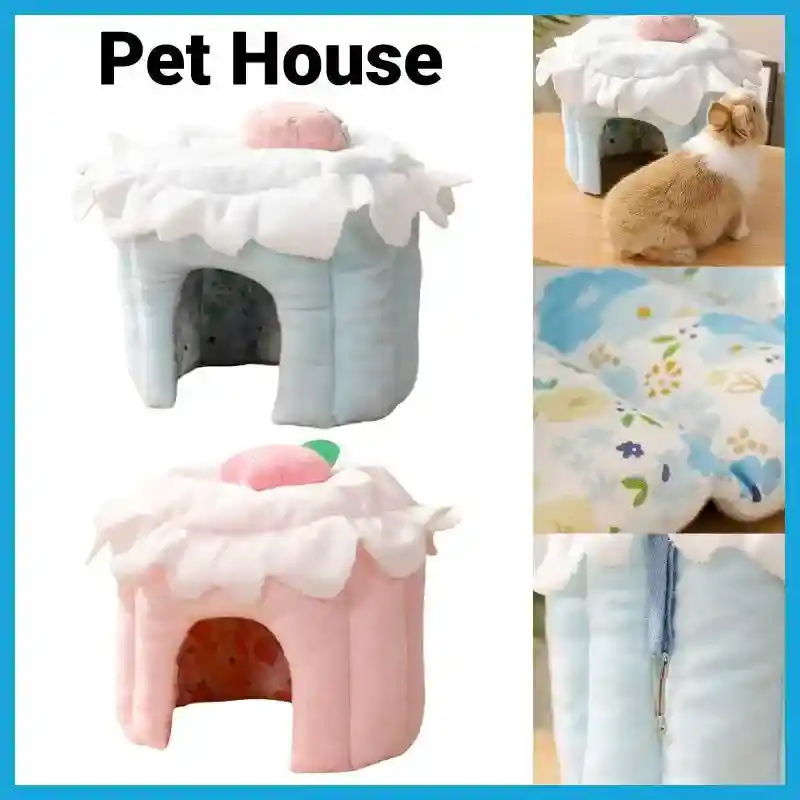 Plush Rabbit House Cake Design Soft Burrow Bed for Small Pets - Image 2