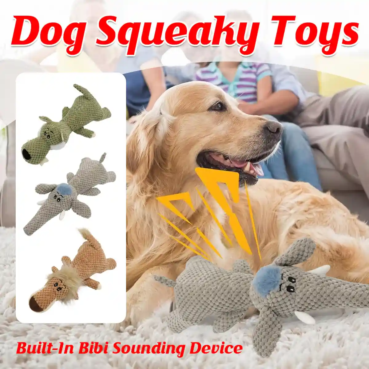 Plush Squeaky Dog Toy Soft Corn Fleece Chew Animal Design
