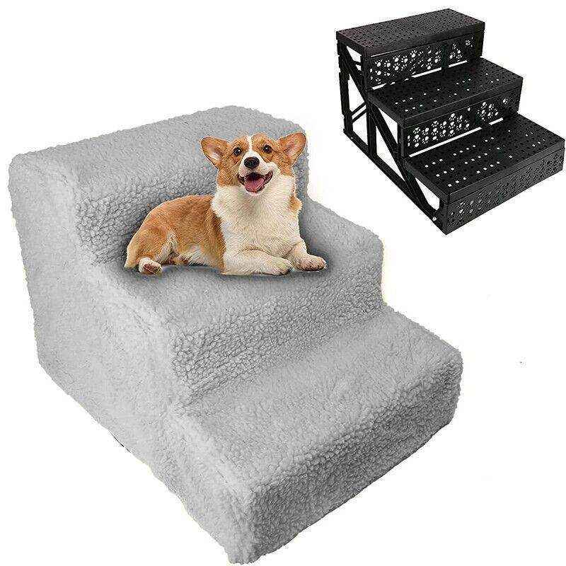 Portable 3-Step Pet Stairs for Small and Medium Pets 45*35*30cm Grey - Image 3