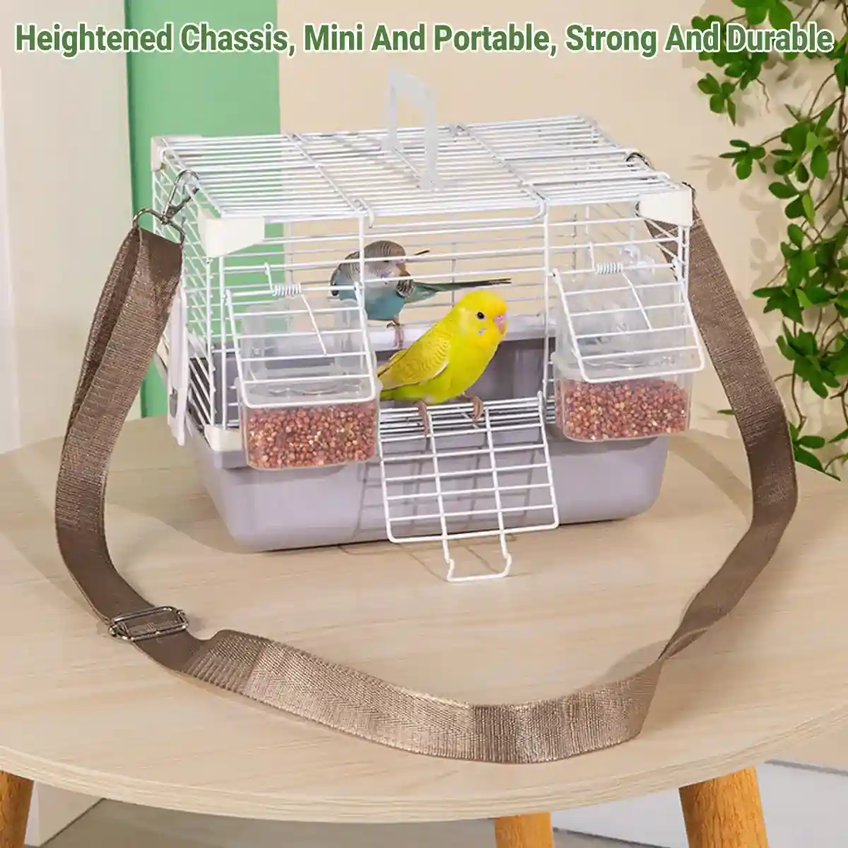 Portable Bird Cage with Shoulder Strap for Travel and Small Pets - Image 3