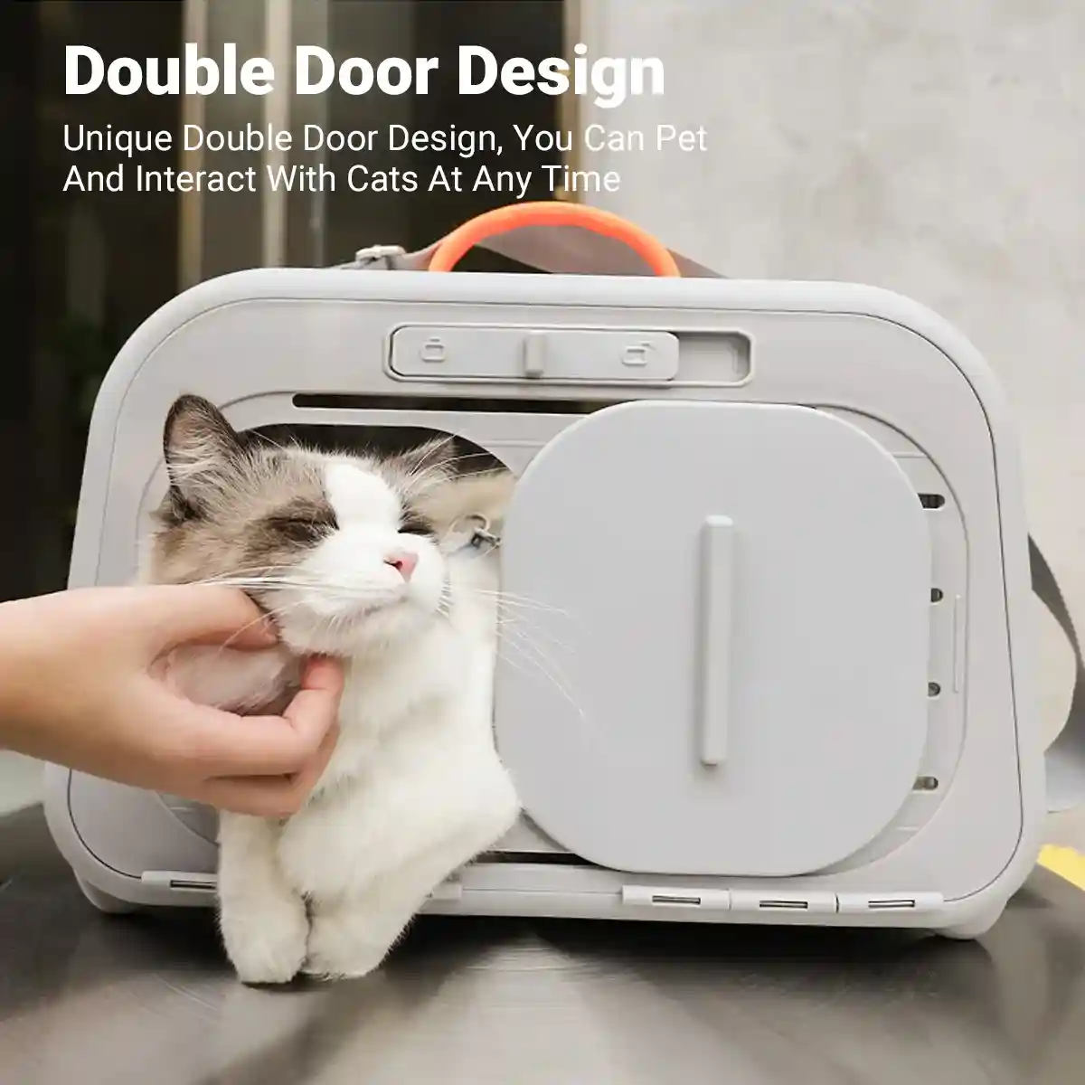 Portable Cat Carrier with Thermometer and Sherpa Pad - Image 16