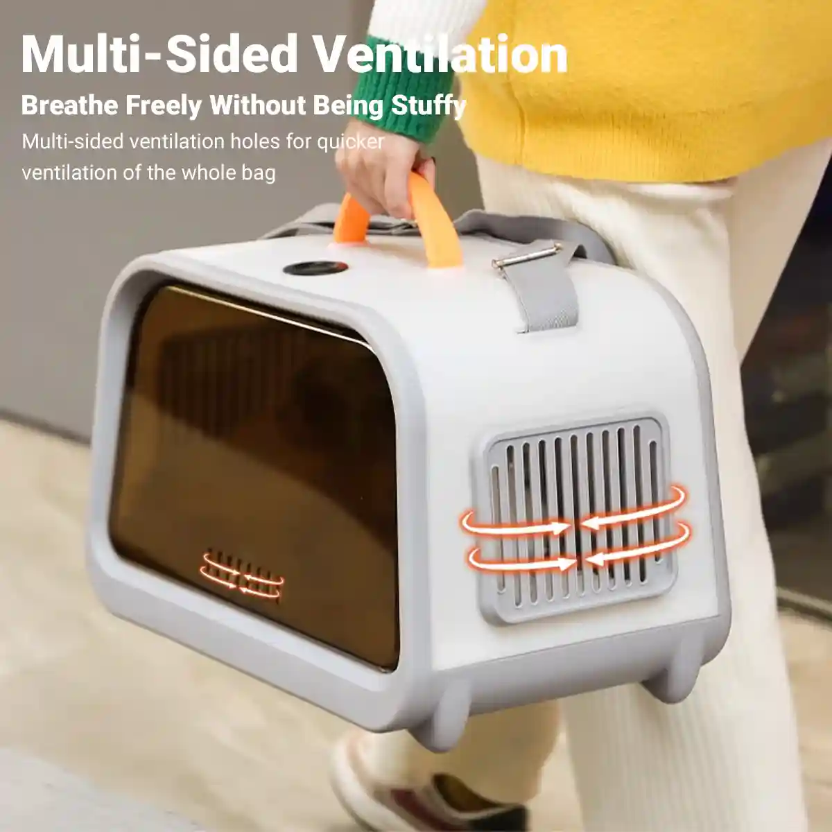 Portable Cat Carrier with Thermometer and Sherpa Pad - Image 8