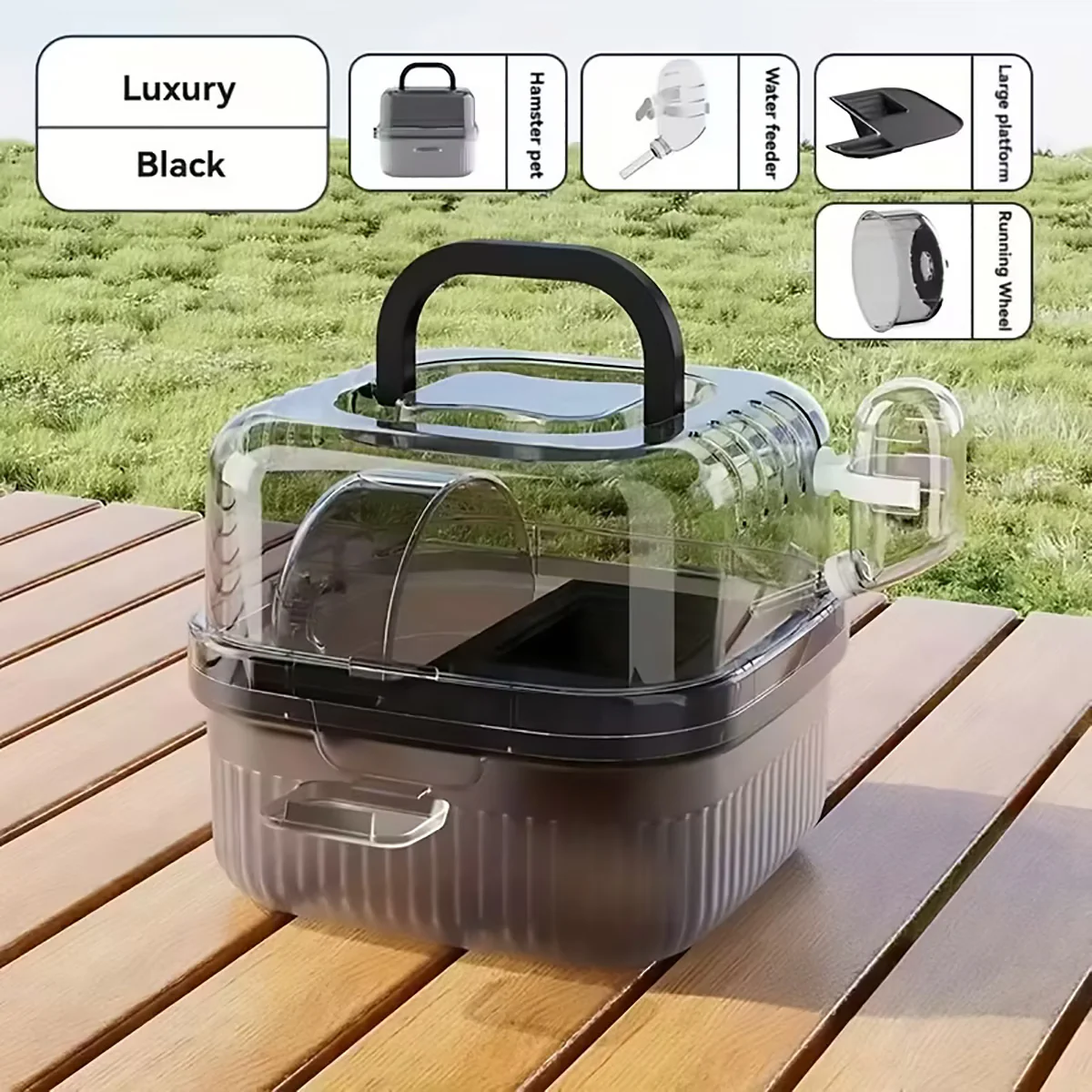 Portable Hamster Cage Travel Small Pet Carrier With Wheel - Image 5