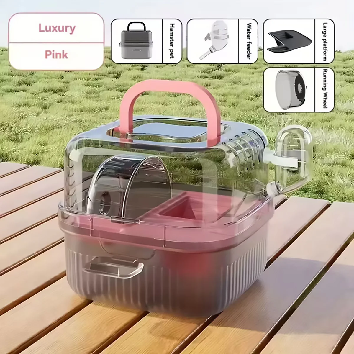 Portable Hamster Cage Travel Small Pet Carrier With Wheel - Image 6