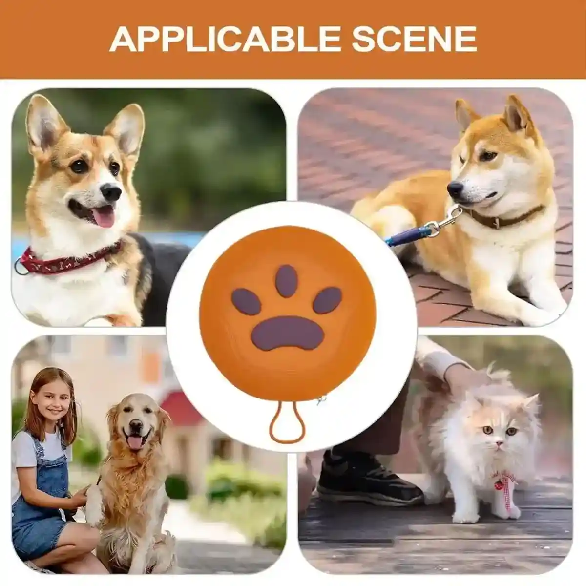 Paw Print Travel Pet Bowl Set with Collapsible Design - Image 9