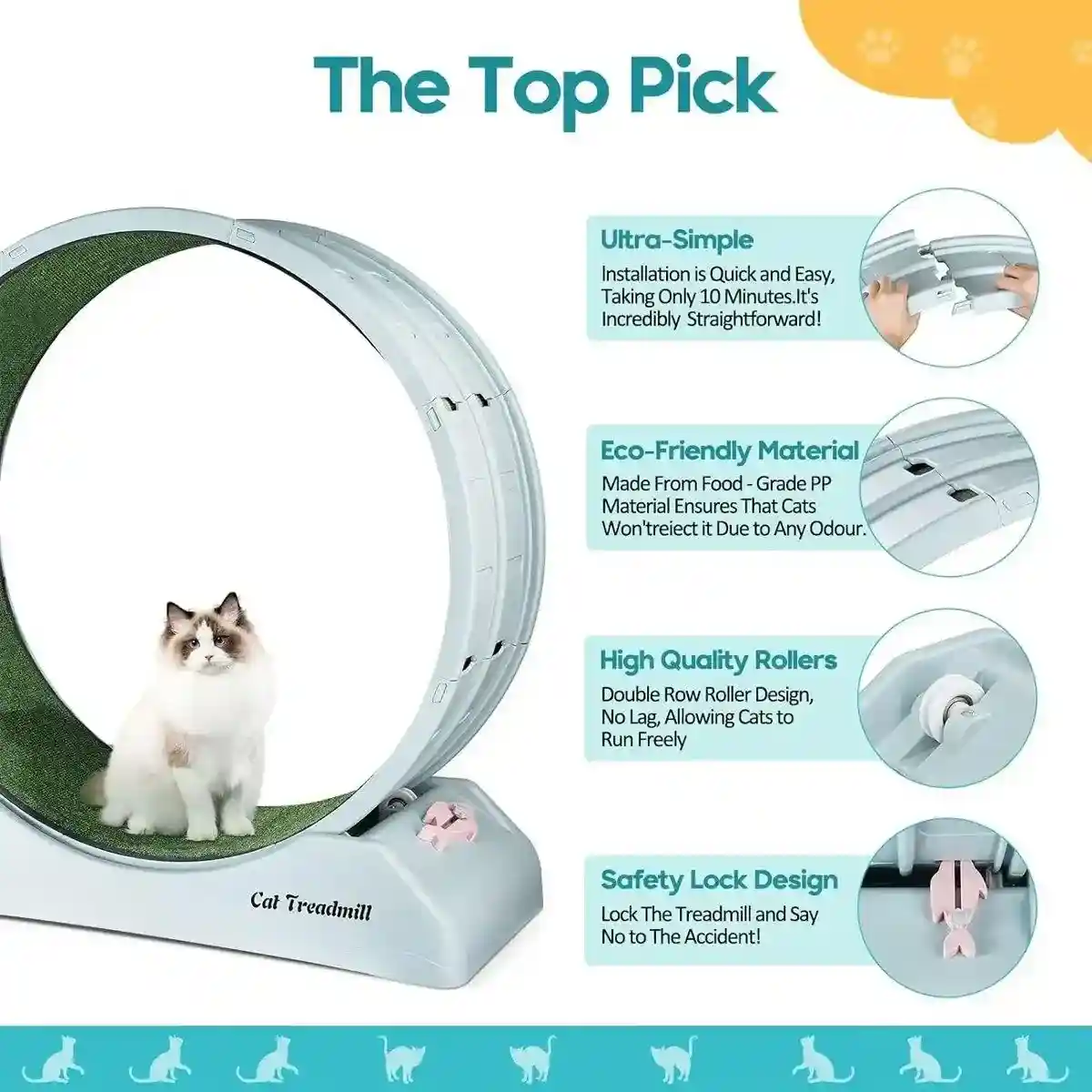 Premium Cat Treadmill Wheel Safe and Silent Cat Exercise Wheel - Image 12