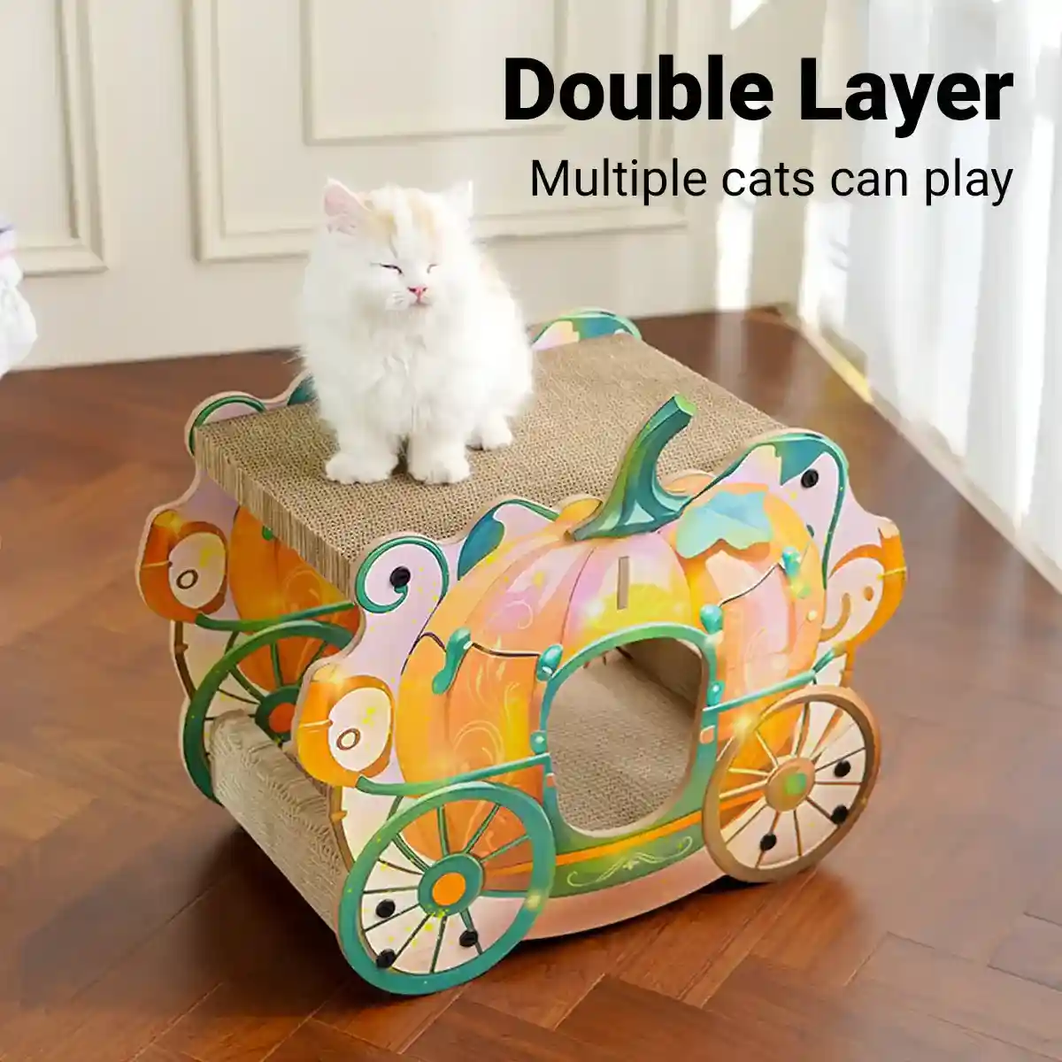 Pumpkin Cart Cat Nest for Multi-Cat Homes Scratching & Climbing Bed - Image 4