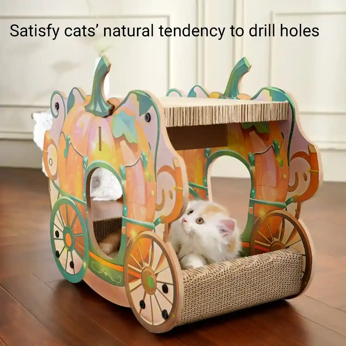 Pumpkin Cart Cat Nest for Multi-Cat Homes Scratching & Climbing Bed - Image 5