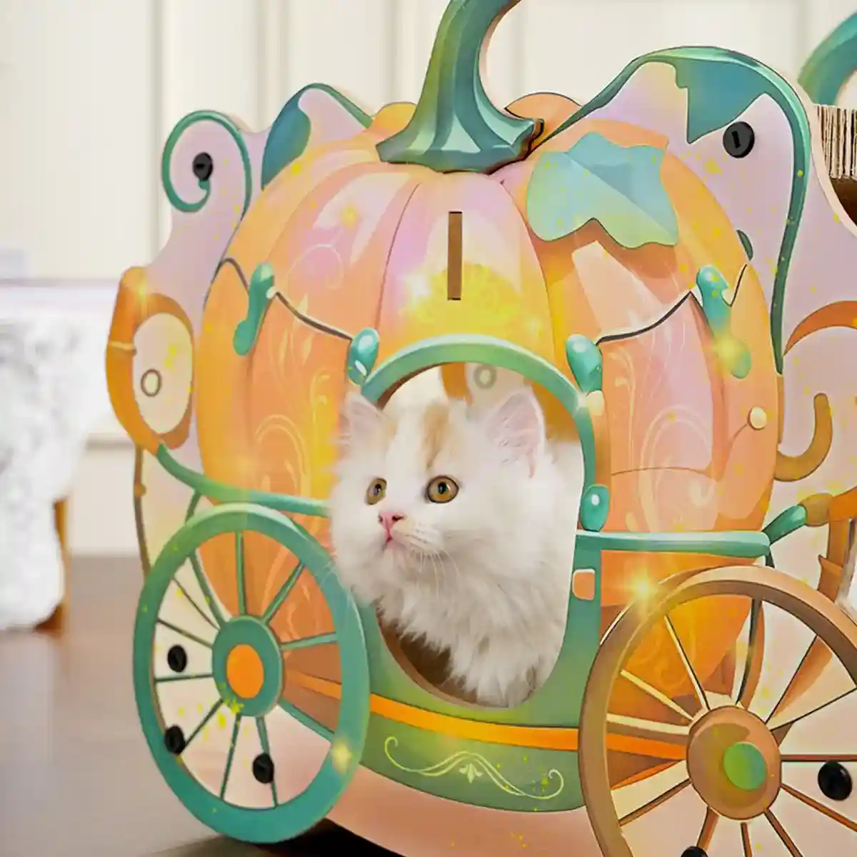 Pumpkin Cart Cat Nest for Multi-Cat Homes Scratching & Climbing Bed - Image 9
