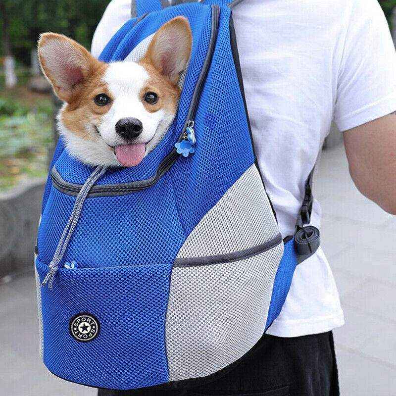 Dog Front Carrier Backpack Puppy Travel Mesh Pet Dog Carrier Backpack Blue - Image 14