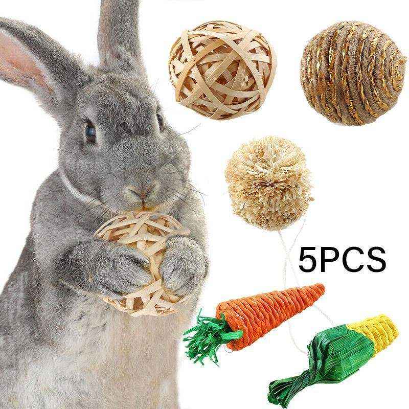 Durable Chew Toys for Rabbits Natural Grass Ball Set - Image 11
