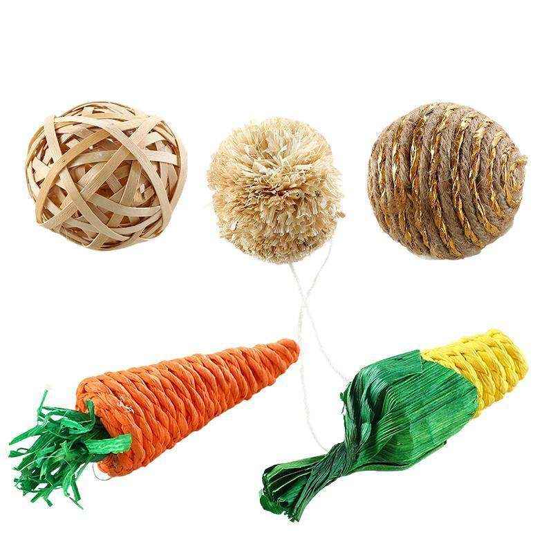 Durable Chew Toys for Rabbits Natural Grass Ball Set - Image 14