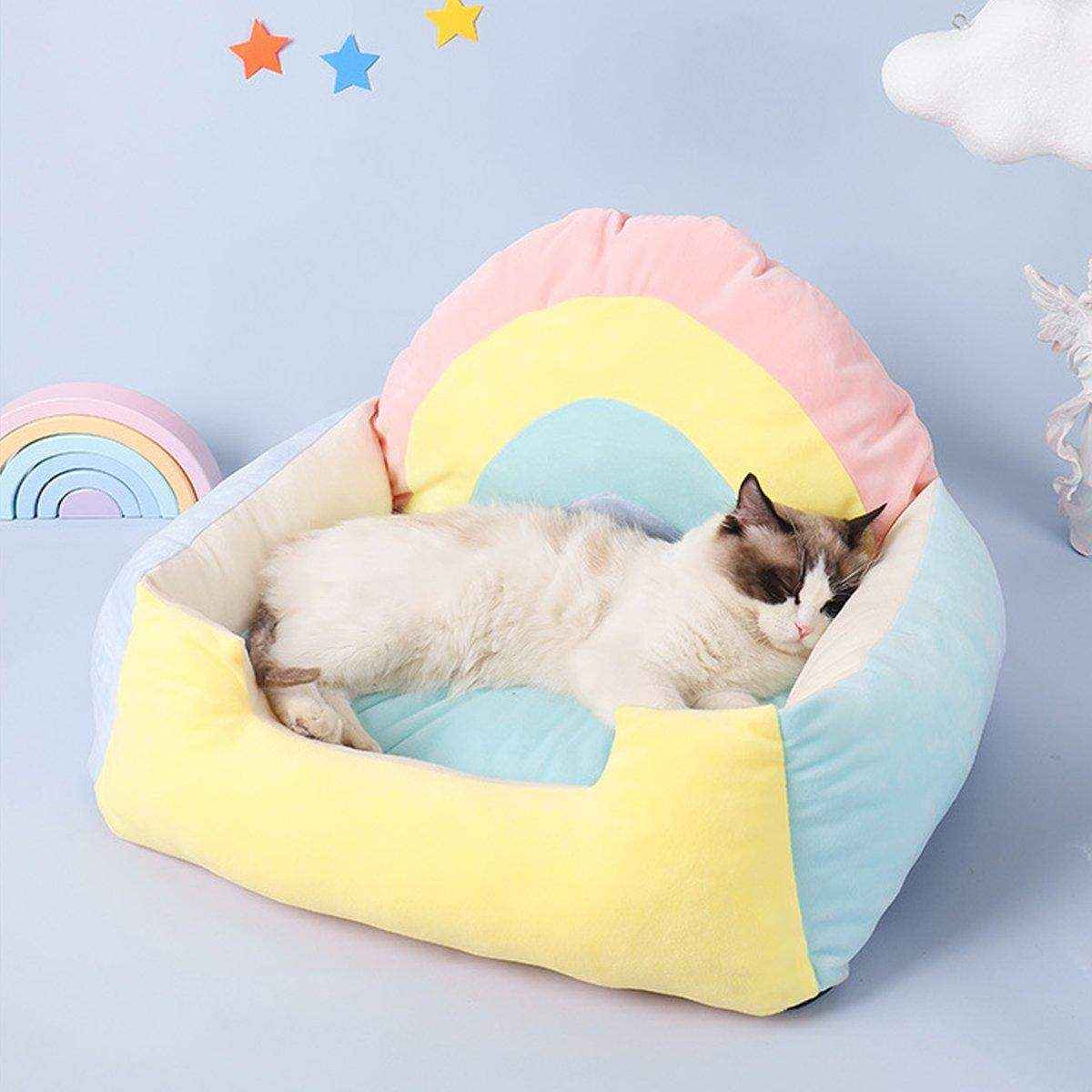 Rainbow Cat Sofa Semi-closed Four Seasons Cat Bed Mat Kennel Pet Supplies - Image 4