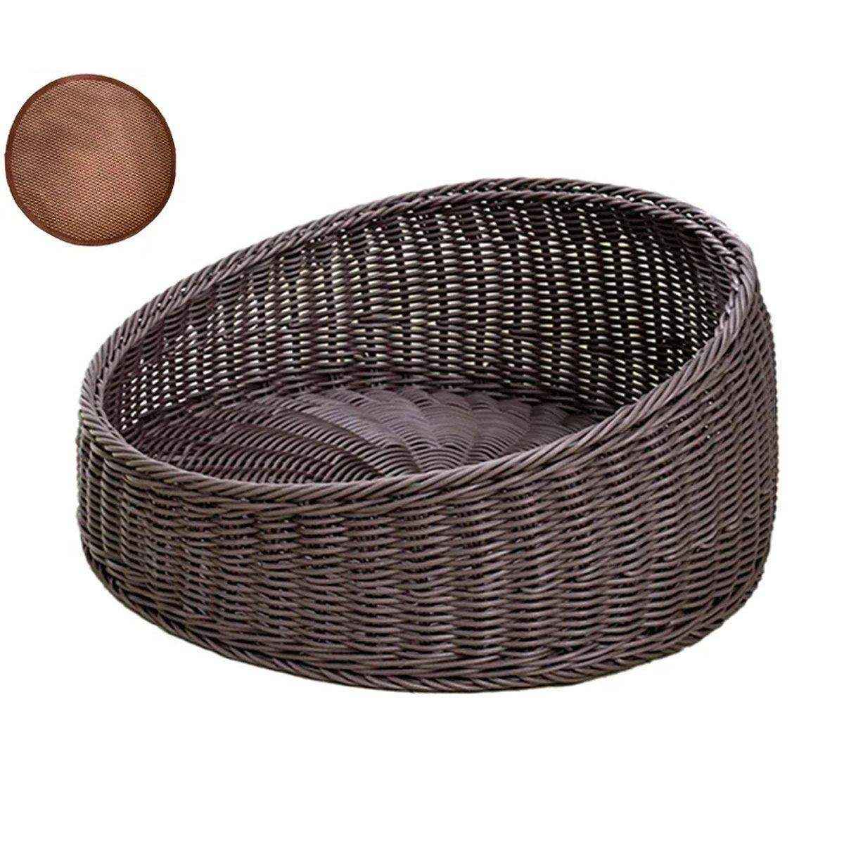 Rattan Cat Bed Open Cat House Summer Bed for Cats Pet Supplies - Image 15