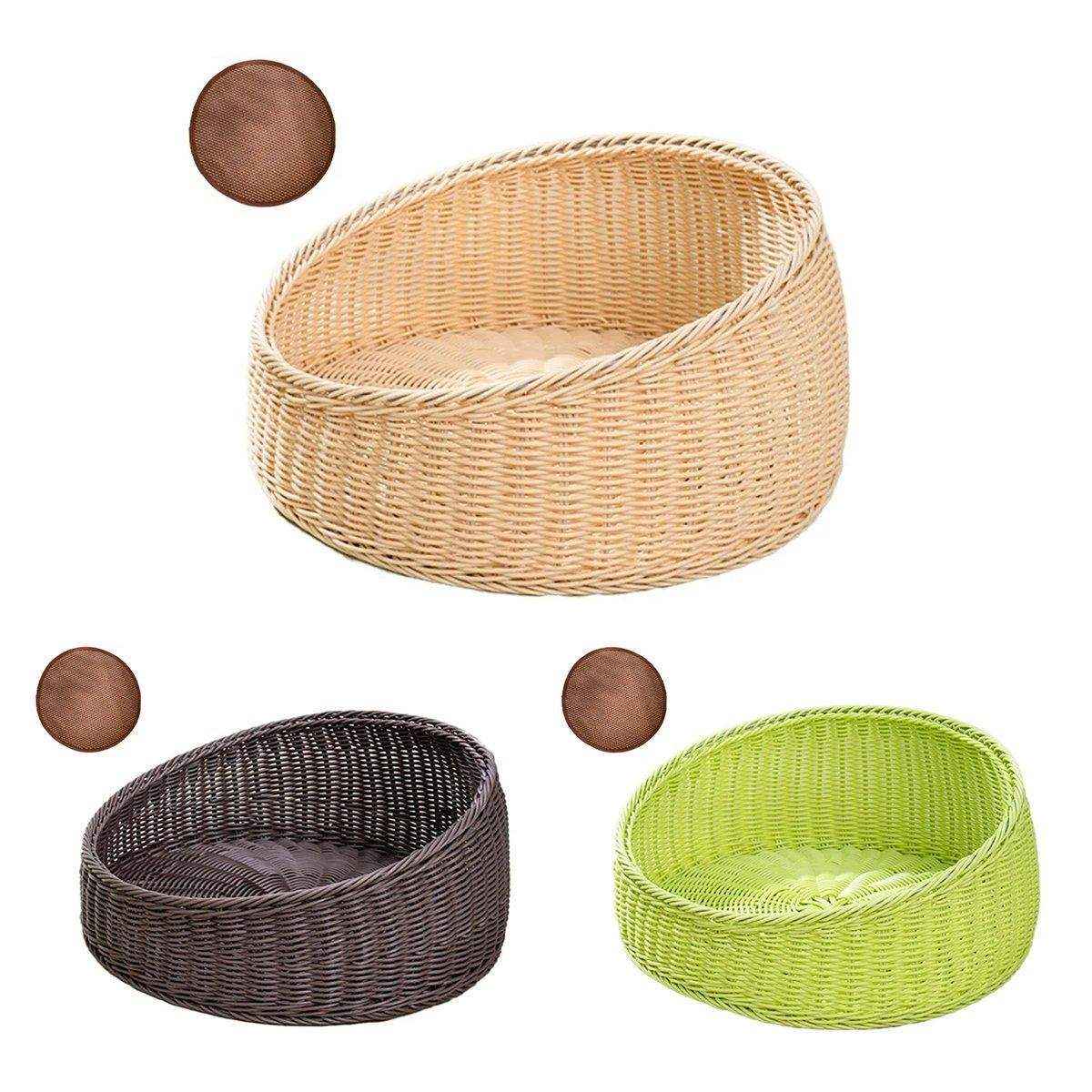 Rattan Cat Bed Open Cat House Summer Bed for Cats Pet Supplies - Image 3