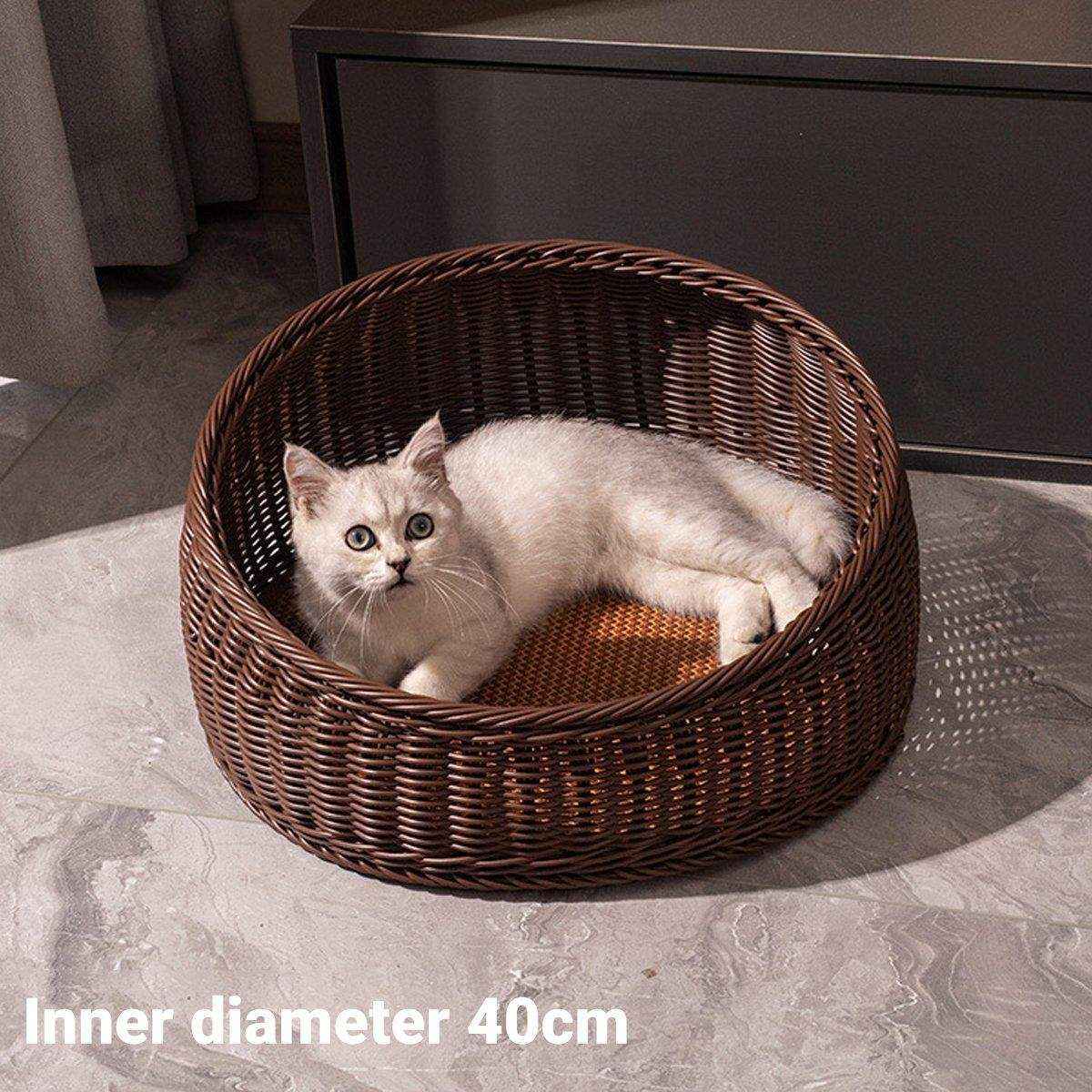 Rattan Cat Bed Open Cat House Summer Bed for Cats Pet Supplies - Image 8
