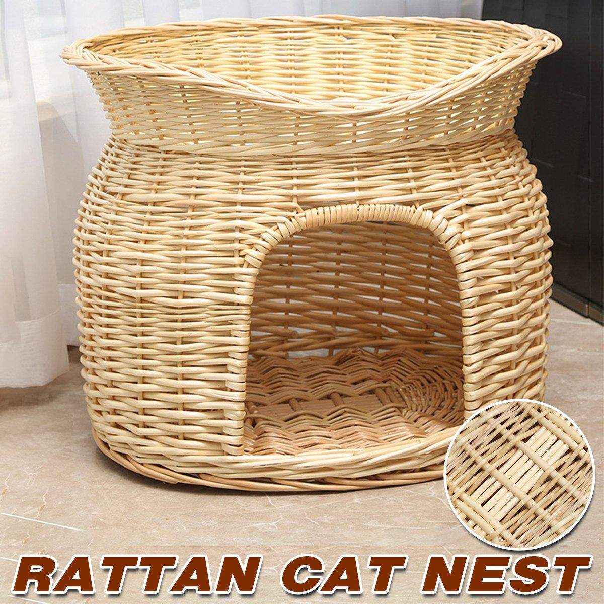 Rattan Cat House Double-Layer Design for Comfort and Privacy - Image 2