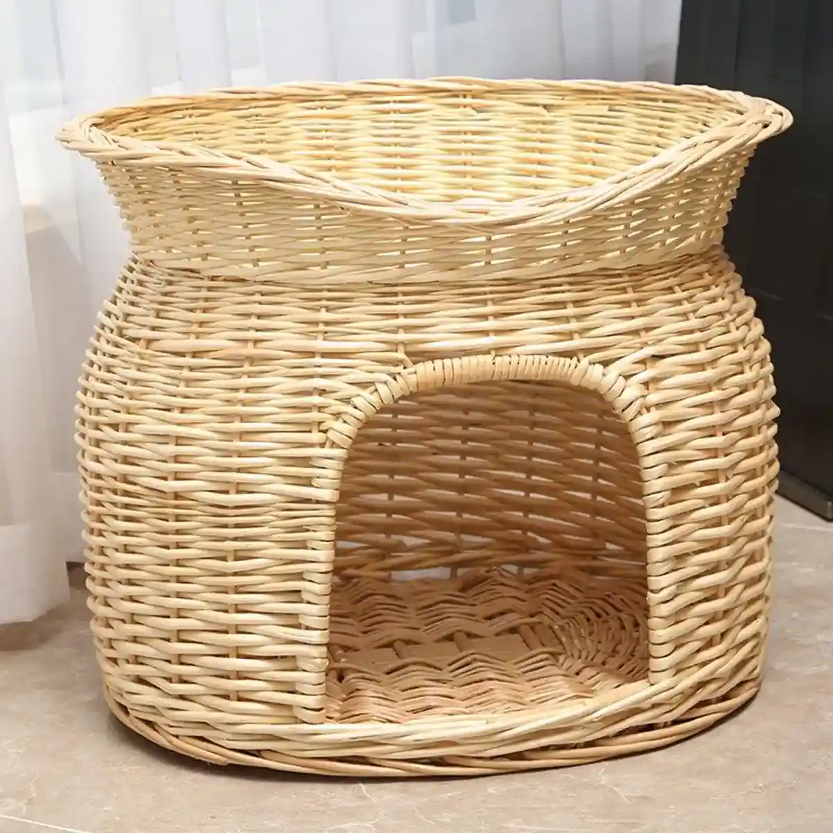 Rattan Cat House Double-Layer Design for Comfort and Privacy - Image 9