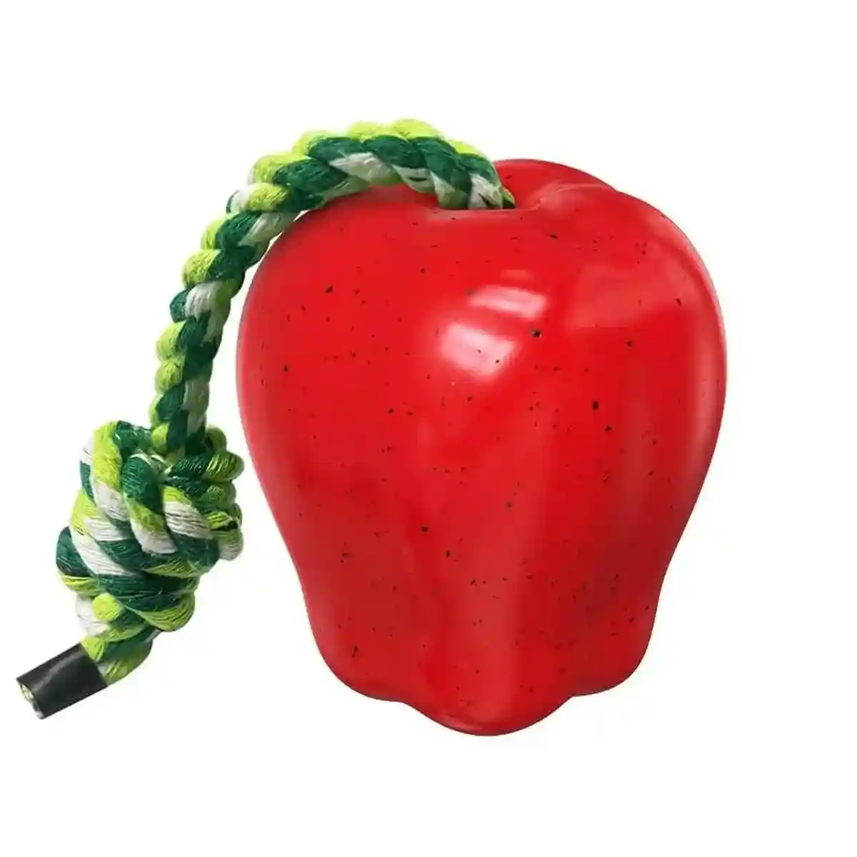 Red Apple Dog Chew Toy with Rope for Play and Dental Health - Image 3