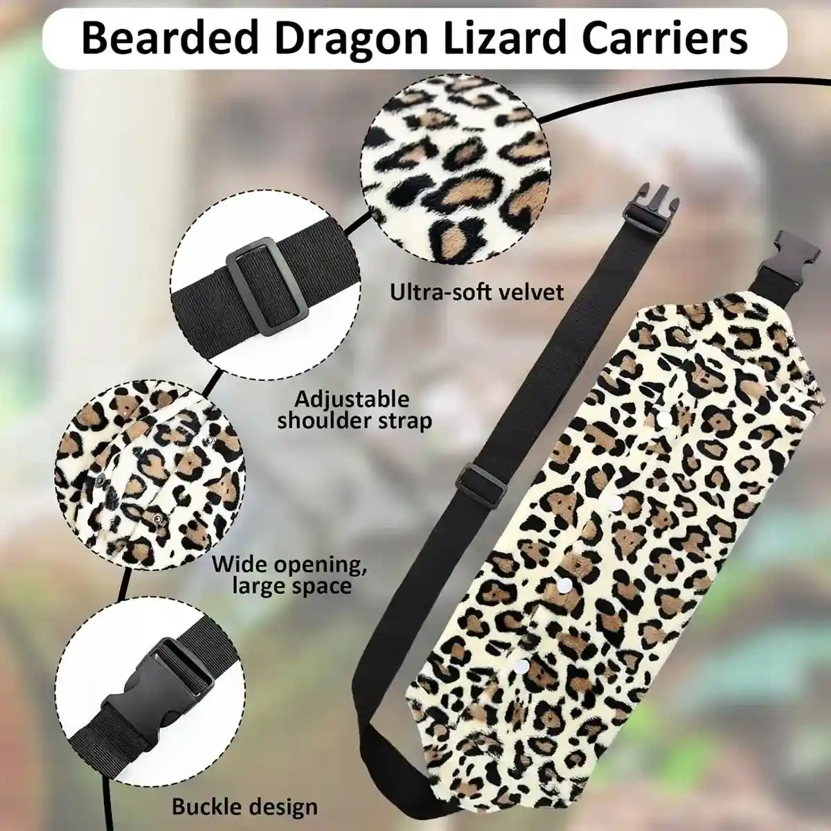 Stylish Reptile Carrier Bag with Leopard Print Travel Sling for Lizards - Image 4