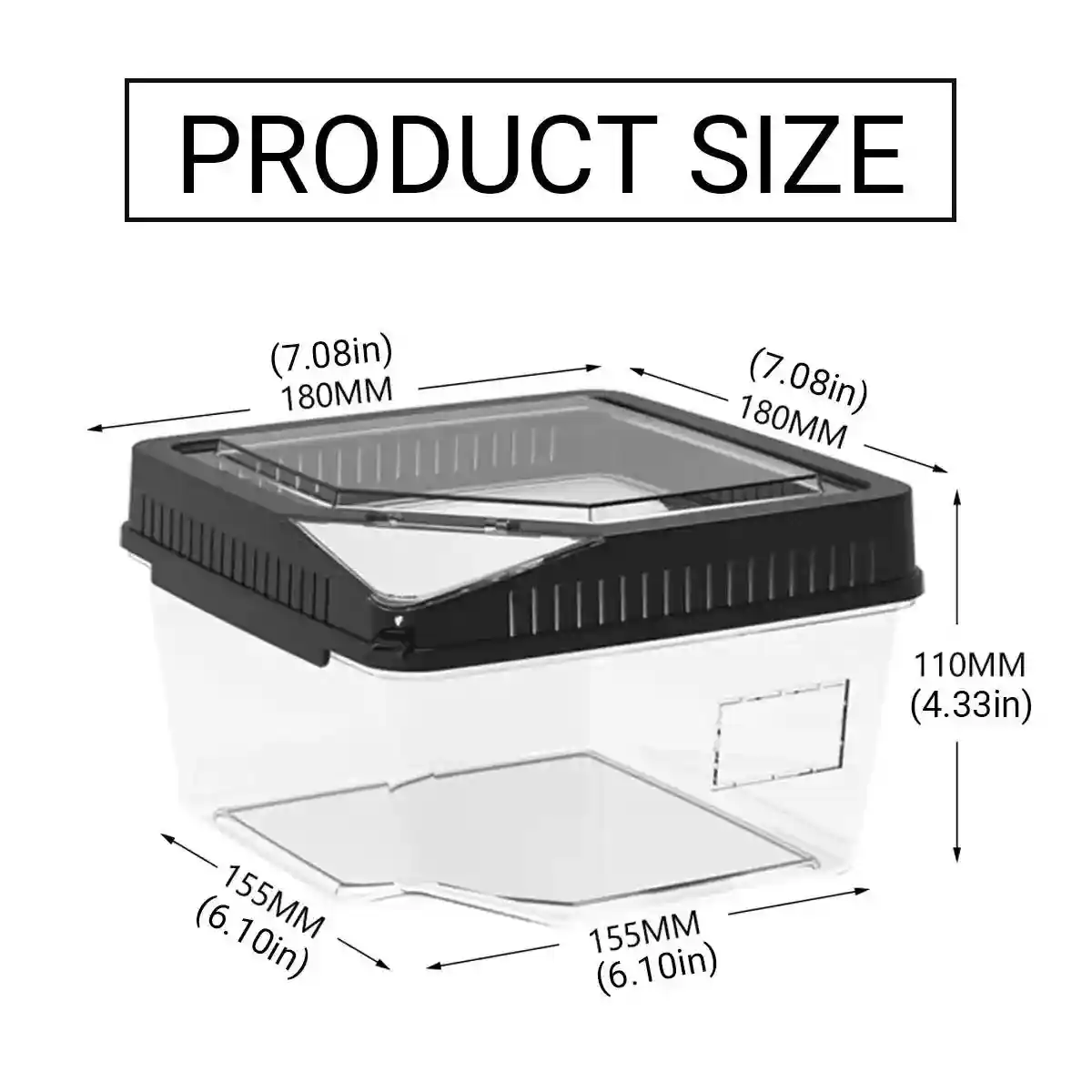 Clear Reptile Feeder Box With Locking Lid & Thermometer Slot - Image 7