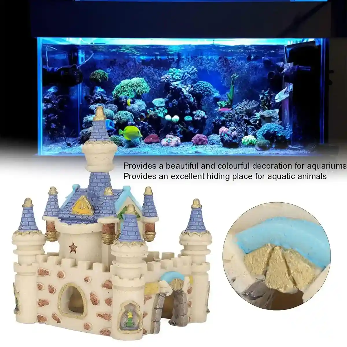 Mini Resin Castle Aquarium Decoration for Fish Tank - Image 3